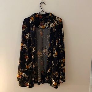 Floral jersey jacket with pockets